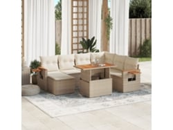 Conjunto de 8 sofás de jardín con cojines de mimbre beige Dkd Home Decor