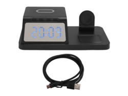 Cargador Inalámbrico 3 En 1 Con Reloj Led Y Estación De Carga Para Teléfono, Reloj Y Auriculares
