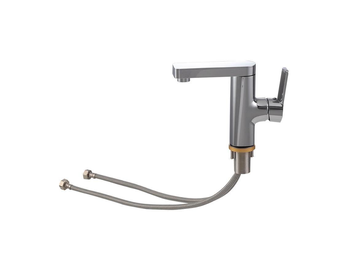 Grifo monomando giratorio para lavabo de baño, color plateado, G1/2 pulg.