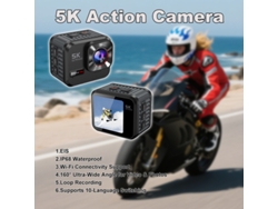 Cámara De Acción Portátil (negra, 32 Gb), 5k, Gran Angular De 160°, Resistente Al Agua, Batería De Larga Duración.