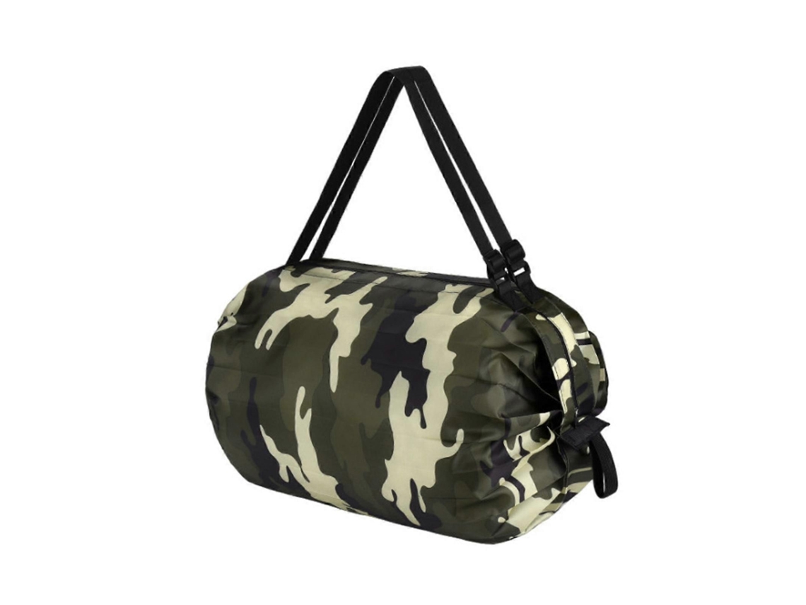 Bolsa de compras plegable, diseño plegable, gran capacidad, tela Oxford, muy utilizada, reutilizable, camuflaje verde militar. GOKOCO