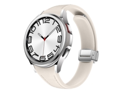 Pulsera fina de cuero y silicona con hebilla magnética plateada para Samsung Galaxy Watch 6