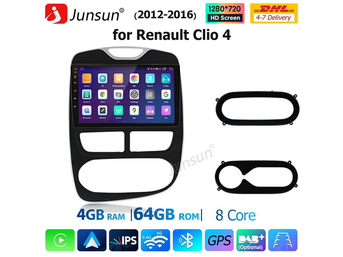Radio Android Junsun V1 para Renault Clio IV 2012-2016, pantalla de 10 pulgadas, Android Auto, Wi-Fi inalámbrico.