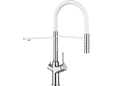 Grifo de Cocina VIZIO 3 Vias Tubo Giratória 360° Cromado Blanco (Latón)