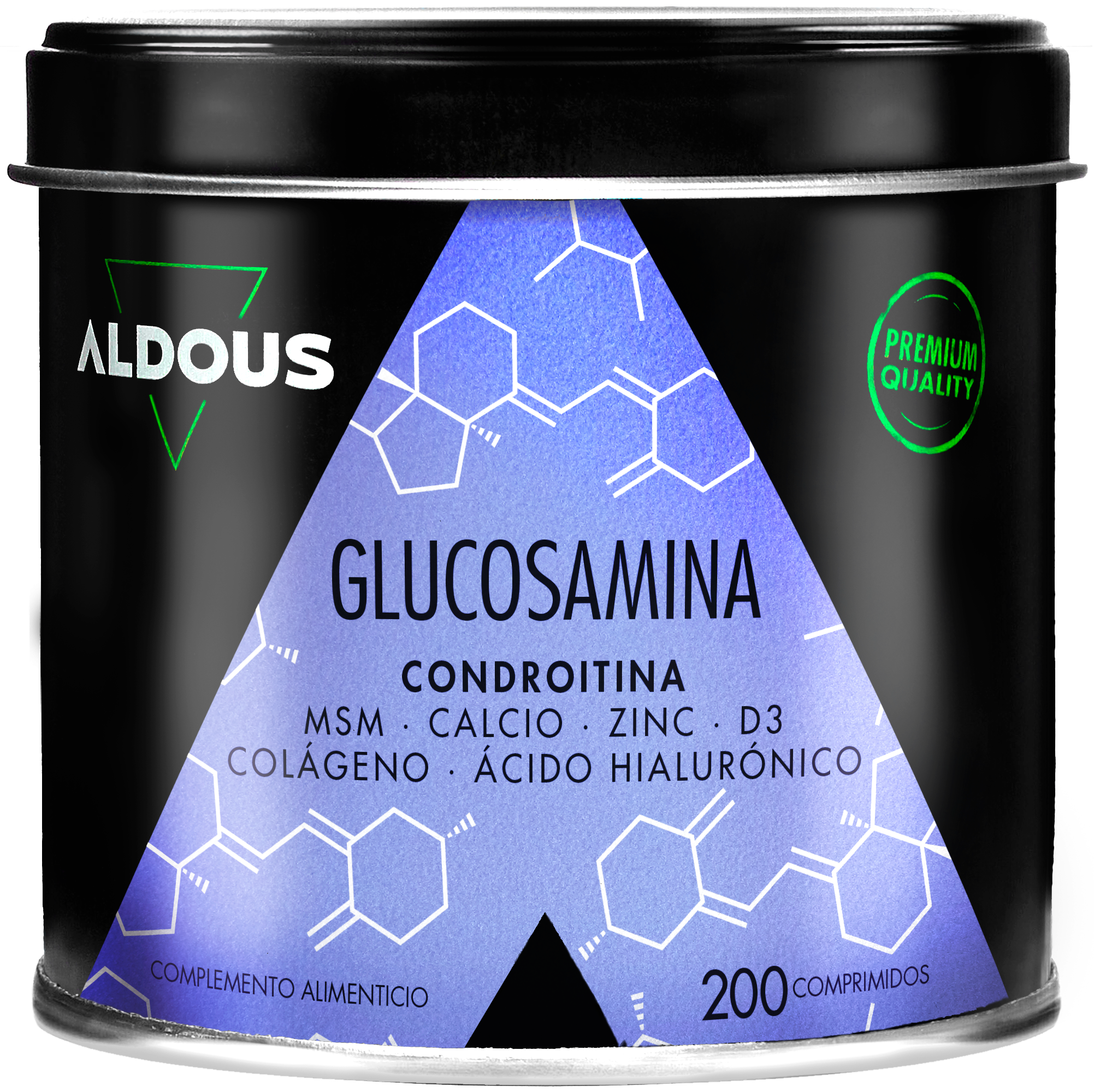 Glucosamina, Condroitina, MSM, Colágeno, Ácido Hialurónico, Zinc, Calcio y Vitamina D3 | 200 comprimidos | Aldous ALDOUS LABS