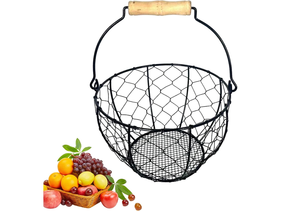 Organizador de huevos de alambre metálico para cocina, cesta de alambre metálica, almacenamiento rústico para cocina Slowmoose