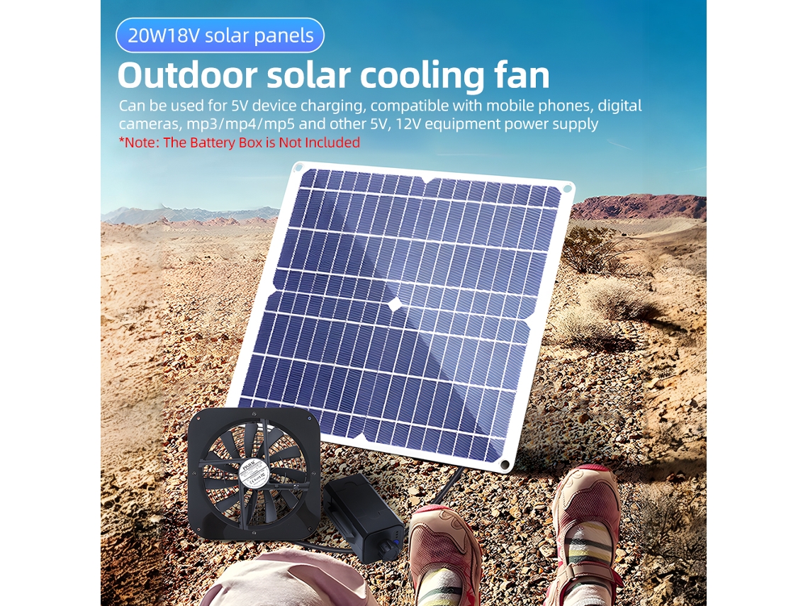 Ventilador solar de 20 W y 10 pulgadas, resistente al agua, para gallineros.