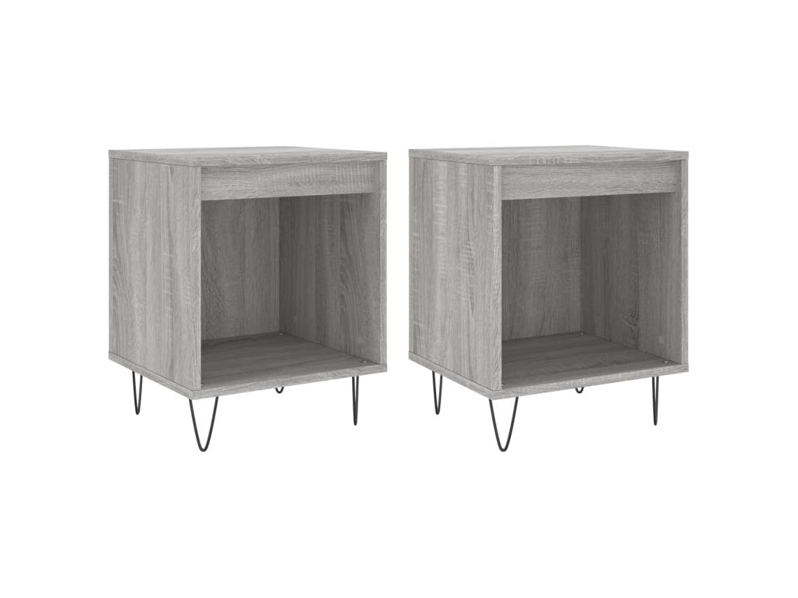Maison Exclusive - Mesita De Noche 2 Uds Madera Ingeniería Gris Sonoma 40x35x50 Cm