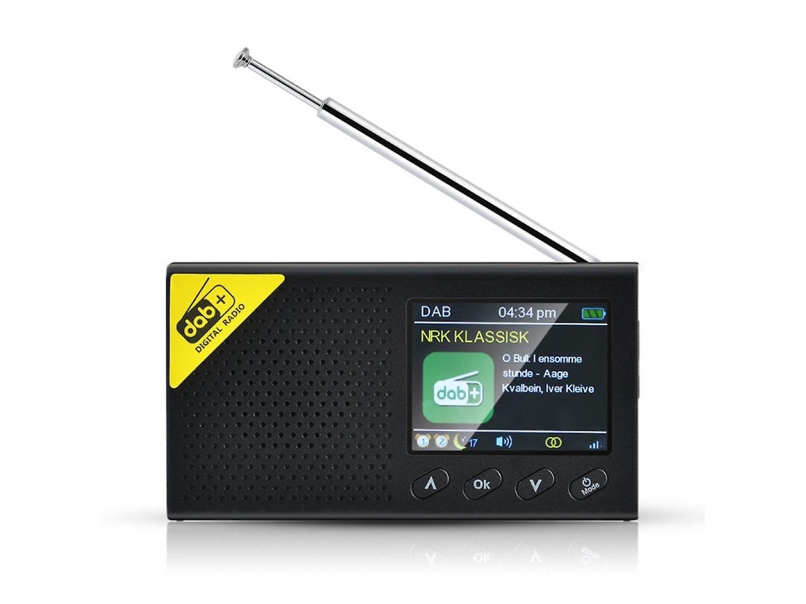 Radio digital portátil Bluetooth DAB/DAB+ y receptor FM recargable con luz LED para el hogar | Ushion (Negro)