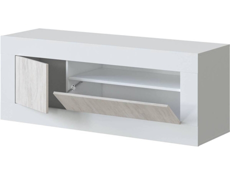 Mueble de TV HABITDESIGN Baltik (Blanco Artik - Blanco Viejo - Melamina - MDF - PVC - ABS y Metal - 139 x 53 x 42 cm)