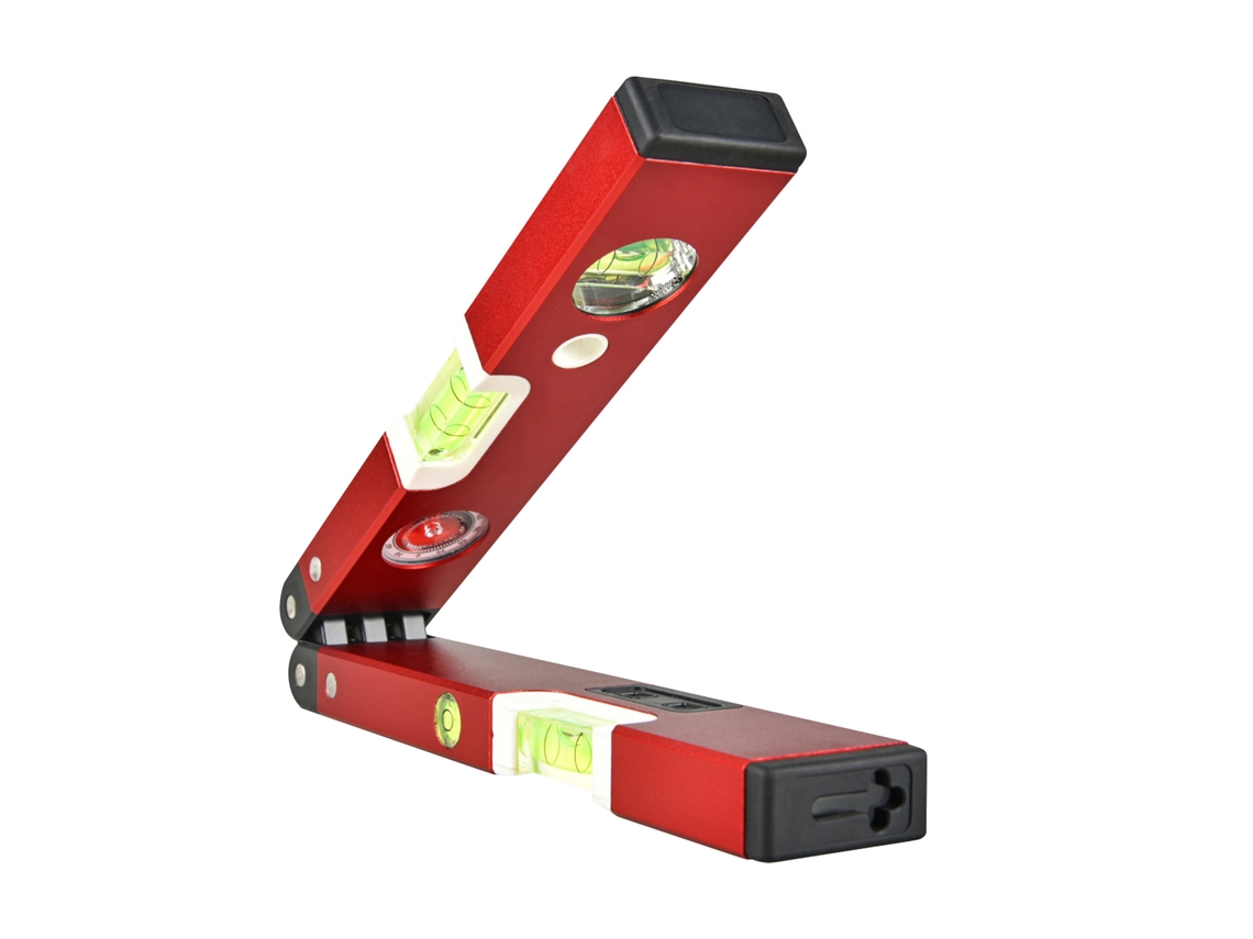 Nivel Láser Plegable Con 2 Líneas De Haz Rojo, Herramienta Magnética Y Lentes De Burbuja Multifuncionales, Fabricado En Aleación De Aluminio.
