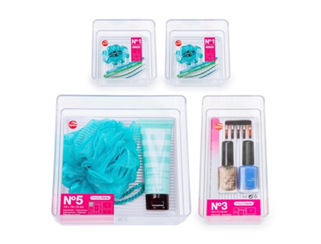 Pack de Cajas de Ordenación PLASTIC FORTE (30.5 x 15 x 8 cm - Plástico - Multicolor)