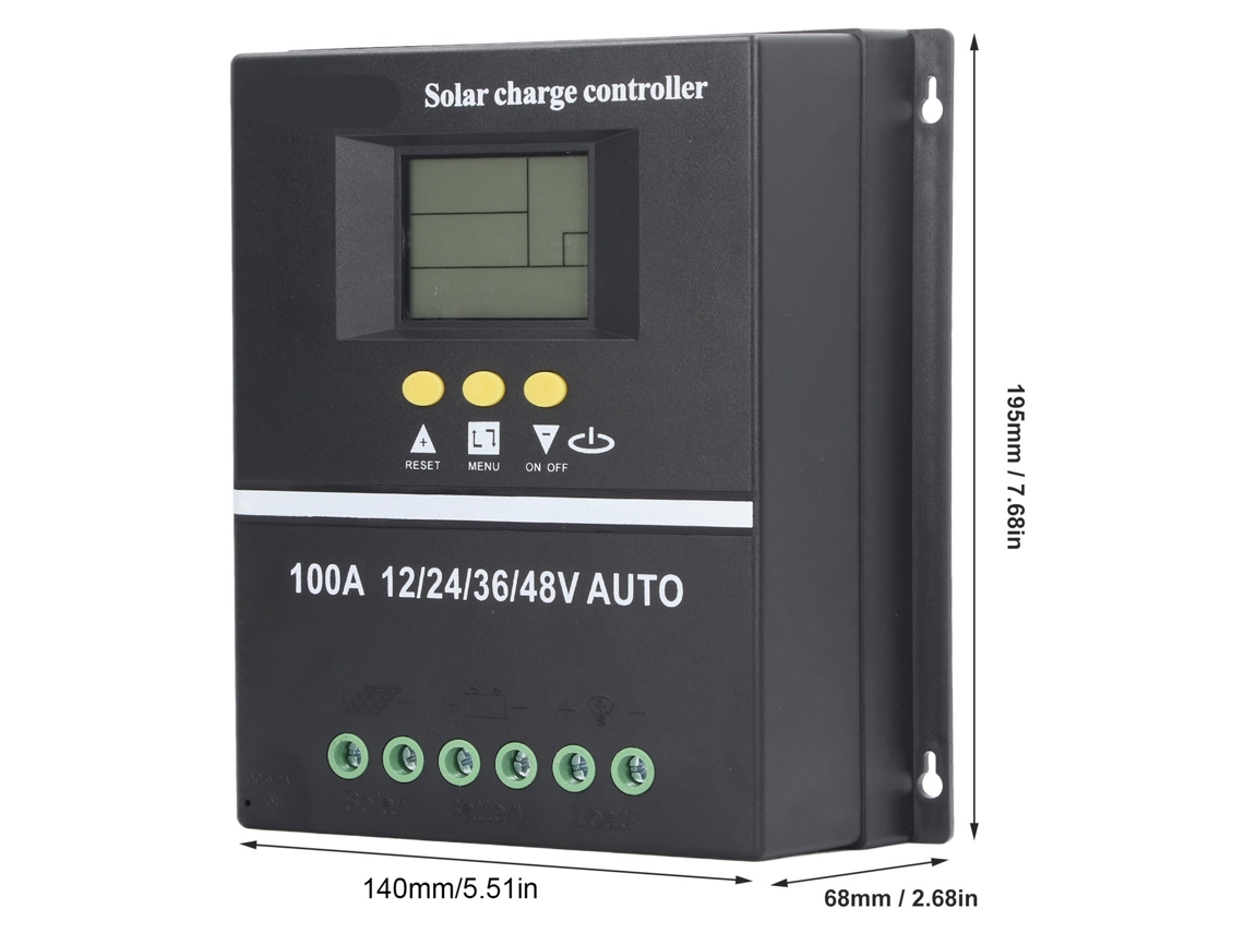 Controlador de carga solar MPPT 2026dz con doble puerto USB y panel LCD retroiluminado, regulador de panel solar adaptativo de 12 V, 24 V, 36 V y 48 V.
