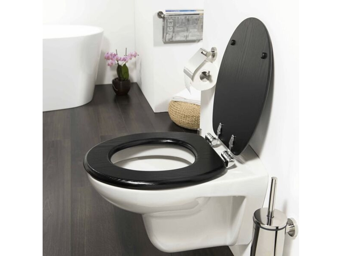 Asiento de inodoro Tiger con cierre suave MDF lavado en negro 252030746 Jortmrd