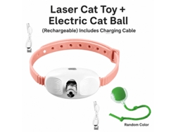 Conjunto Premium Brinquedo para Gatos Colar Laser Rosa + Bola Elétrica Verde Recarregável | YANYXR