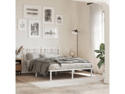 Estructura Cama Sin Colchón Con Cabecero Metal Blanco 140x200cm