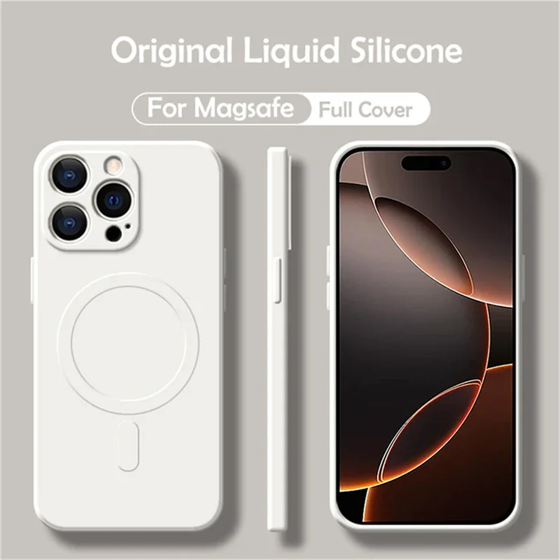 (iphone 16 Pro Blanco) Funda De Silicona Líquida Magsafe Para Teléfono, Compatible Con Carga Inalámbrica Magnética.