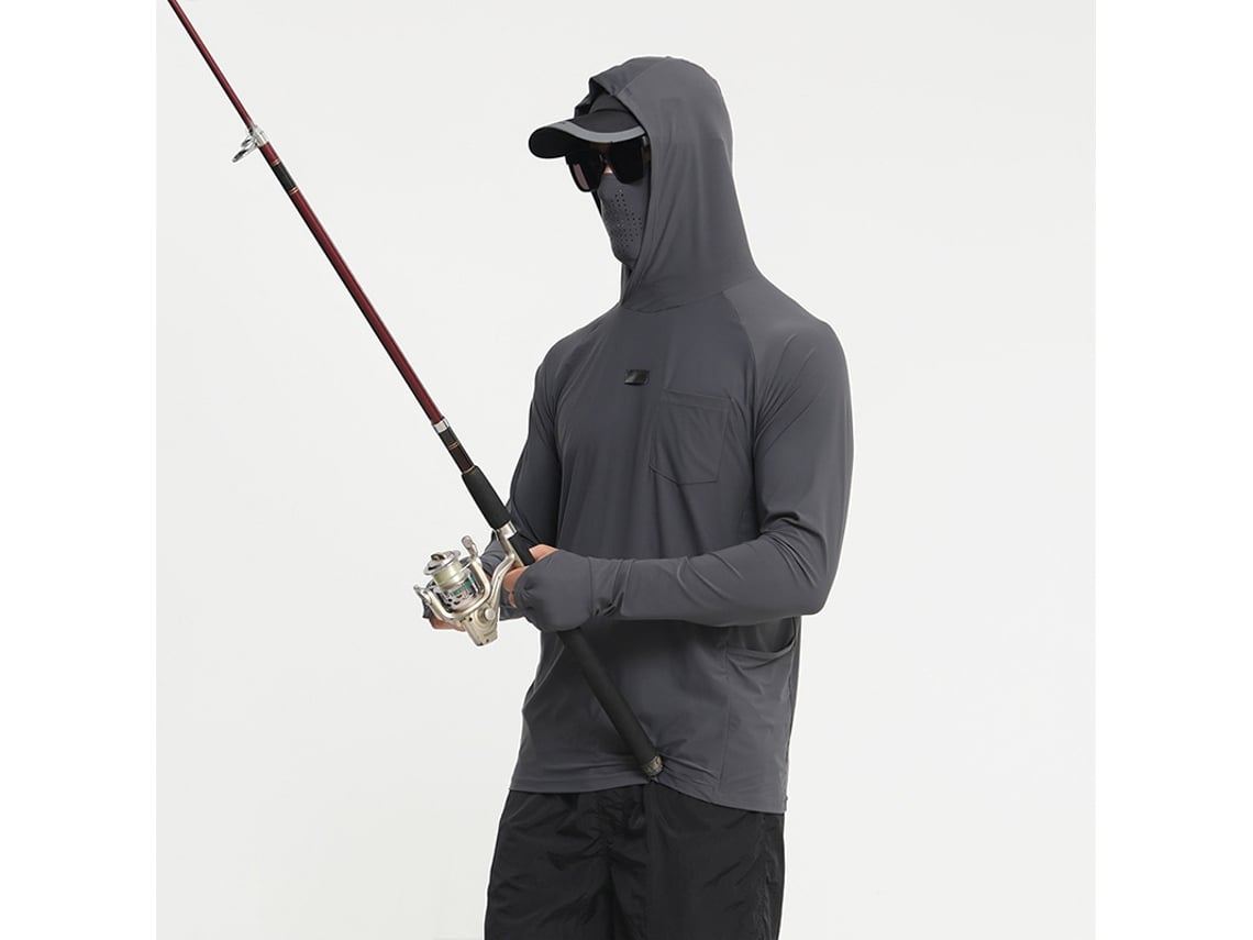 Camisa de manga larga para hombre Yuysan con protección solar y mascarilla, ideal para la pesca, de secado rápido y con protección UV.
