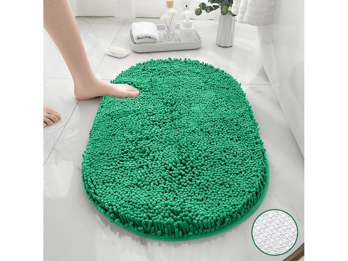 Alfombra de Baño LUUCOZK Antideslizantes Absorbentes Decoración Baño Secado Rápidoparte Inferior Poliéster Verde (50x80cm)