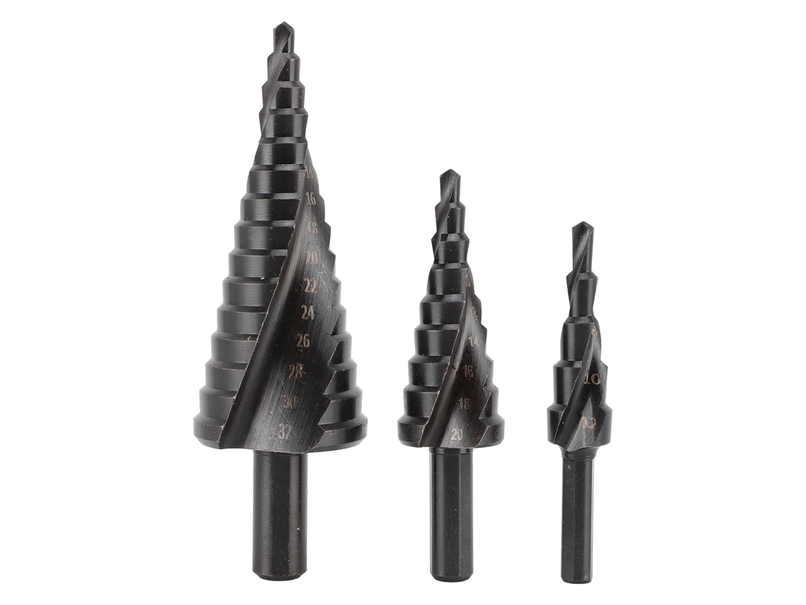 Juego de 3 brocas escalonadas cónicas en espiral HSS de 4" (32 mm) PRIMEROX
