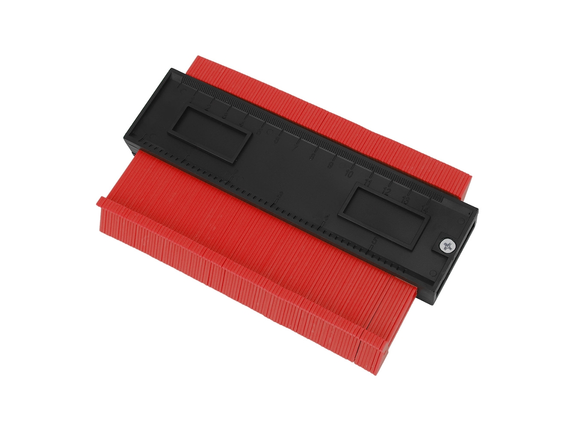 Calibre de formas irregulares de plástico ABS de 6 pulgadas, herramienta para carpintería (rojo)