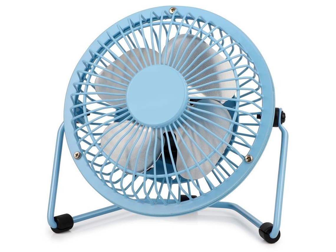 Mini Ventilador Silencioso Con Estructura Metálica, Potente Flujo De Aire Y Ángulo Ajustable De 360° (azul)