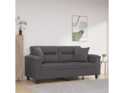 Sofá De 2 Plazas | Sofá De Salón | Sofá De Descanso Con Cojines Cuero Sintético Gris 140 Cm Wsd203168