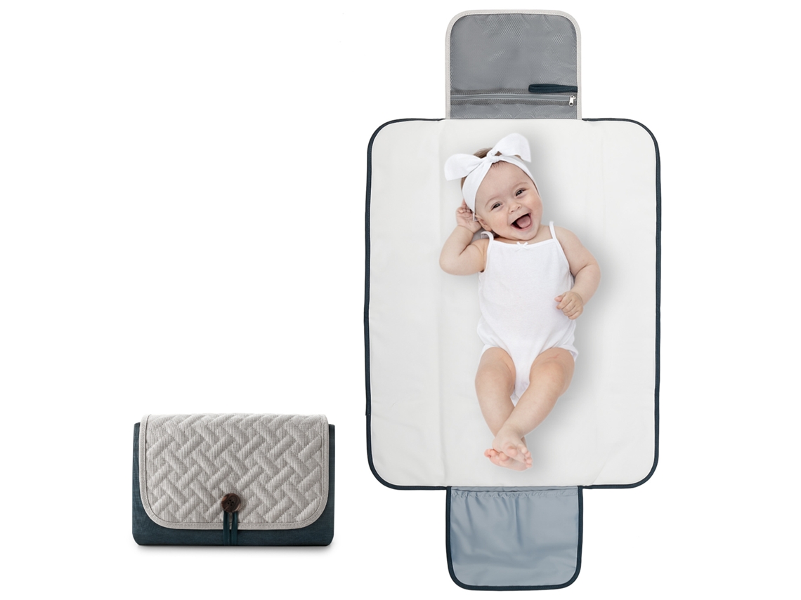 Bolsa cambiadora portátil, plegable, impermeable, lavable, para guardar pañales de mamá y bebé (blanco)