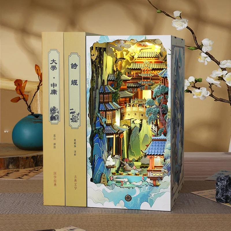 Kit De Rincón De Lectura Diy - Santuario De Isla Etérea, Casa Miniatura De Madera En 3d