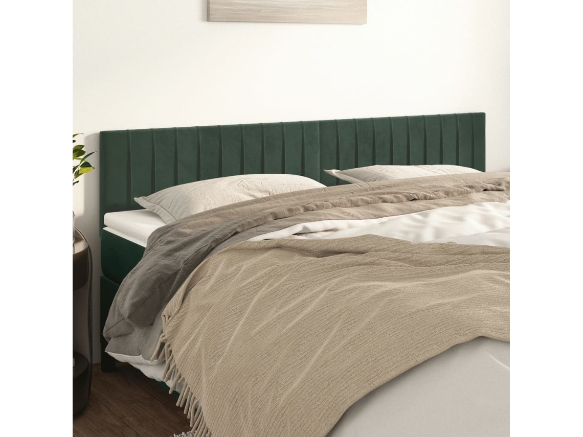Cabeceros 2 Unidades De Terciopelo Verde Oscuro 80x5x78/88 Cm