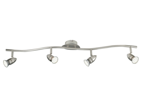 Spot SUNNY en metal niquel con cuatro puntos de luz orientables y bombillas incluidas