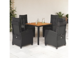 Juego de comedor de jardín de 5 piezas con cojines de mimbre negros de DKD Home Decor