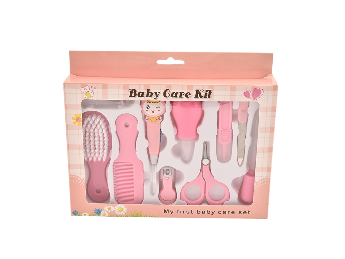 Set De Cuidado Para Bebés De 10 Piezas, Kit De Inicio Con Cortaúñas, Bastoncillos De Algodón Y Peine Con Luz*