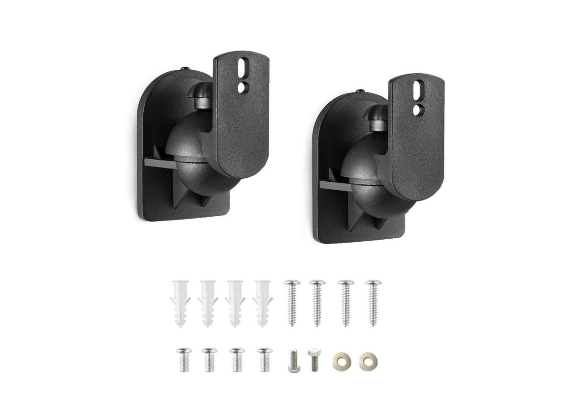 RNEMITERY Soportes de Pared para Altavoz, Par de Soportes para Altavoces de Estantería, Montaje en Techo y Pared, Soporta hasta 3,5 kg, Negro