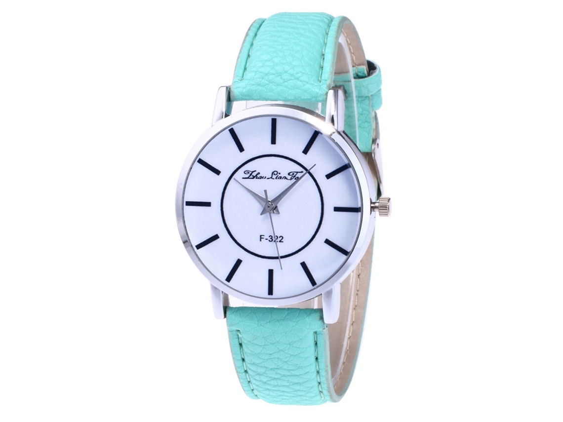 Elegante Reloj De Pareja De Cuero Con Esfera Redonda Y Movimiento De Cuarzo Color Menta.