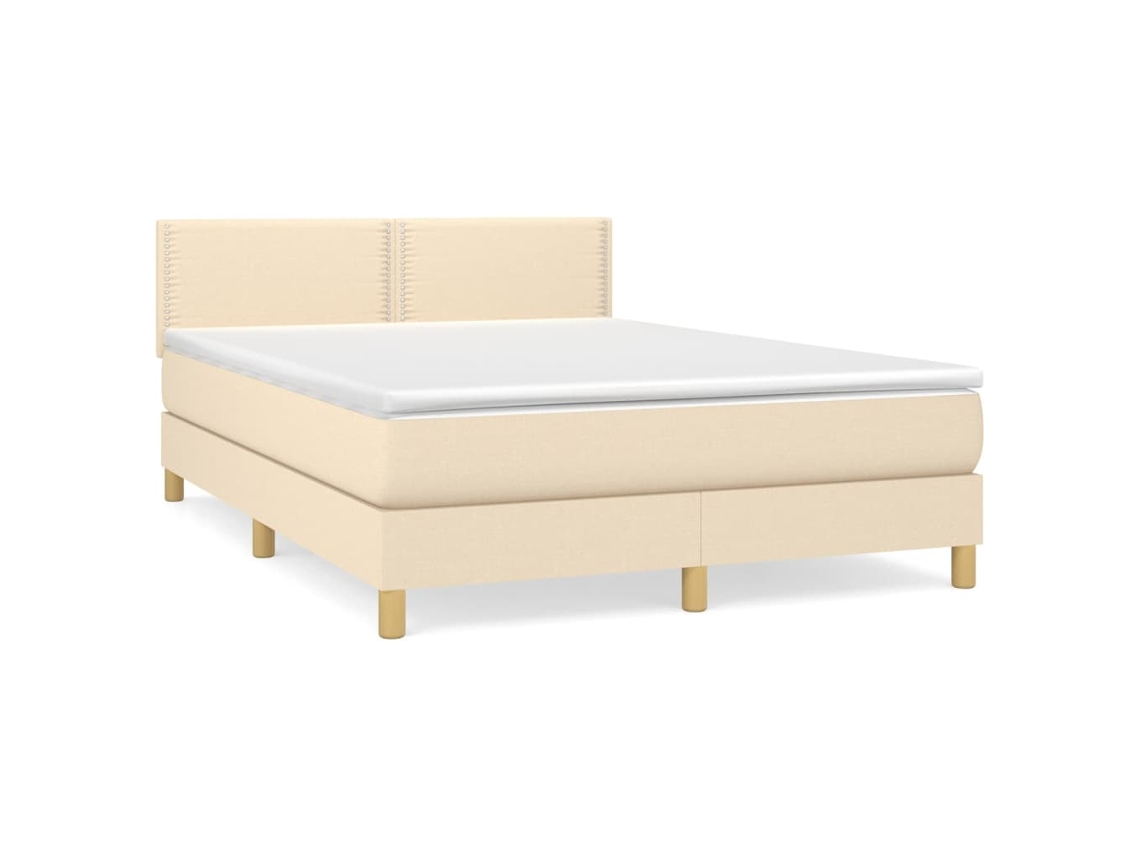 Maison Exclusive - Cama Box Spring Con Colchón Tela Color Crema 140x200 Cm
