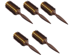 Peine De Sarga Recta 5x, Cepillo Enrollador, Cerdas De Jabalí Natural, Secador De Pelo De Barril Redondo