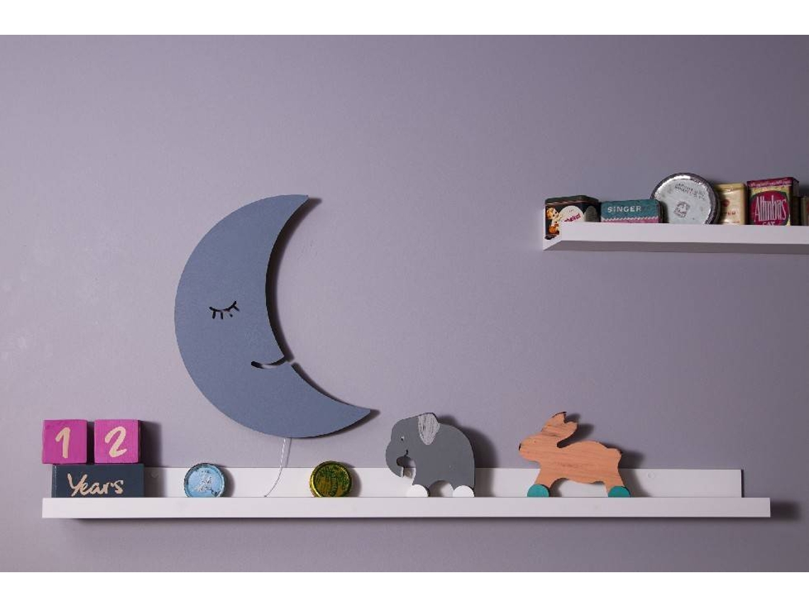 Lámpara de Parede Smiling Moon HOMEMANIA (Gris-Mdf-25 X 3 X 40 Cm)