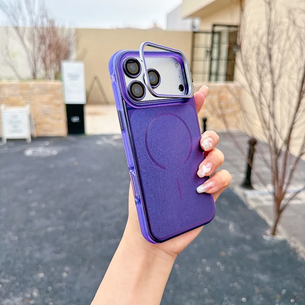 (iphone 13, Morado) Funda Invisible Con Soporte Magnético Para Iphone, Compatible Con Carga Inalámbrica Magsafe.