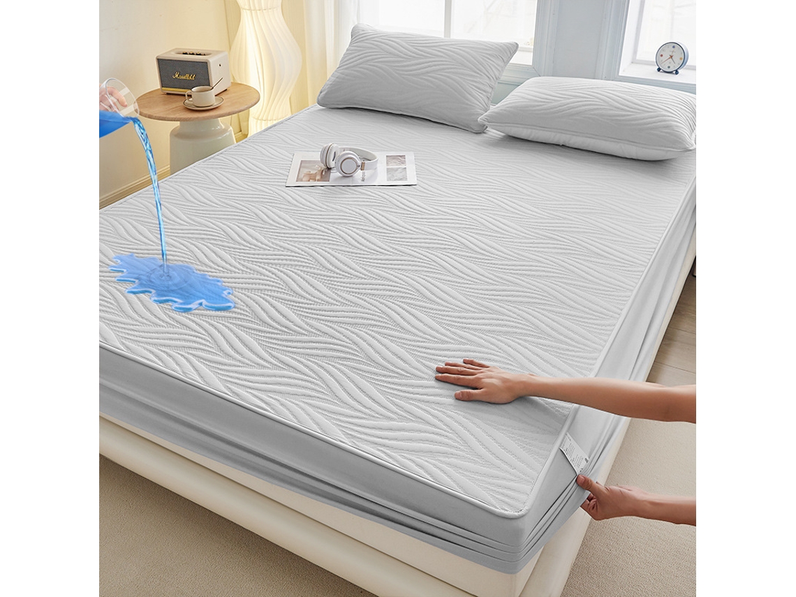 Protector De Colchón Impermeable Con Textura De Hoja De Sauce (gris/200×220cm) Gertiz
