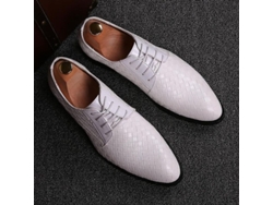 2026-zapatos De Cuero Formales Hombre Oxfords Rojos Geométricos Para Negocios Fiesta Boda Casual Ybqjoo 45 Blanco