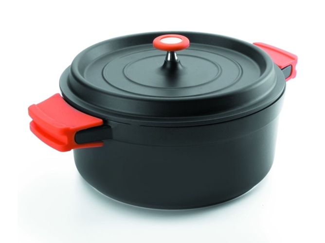 Cacerola LACOR Aluminio Negro y Rojo 16cm