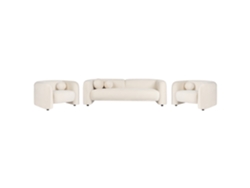 BELIANI Leiren Conjunto de Salón de Diseño Clásico en Terciopelo Blanco 224X83X73