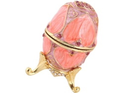 Joyería Metálica Forma Huevo Adornada Cristales Pequeño Organizador Joyas Compacto Pendientes Anillos
