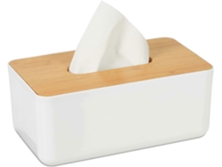 Caja De Pañuelos Multifuncional, Plástico/bambú, 21x13x9.8cm, Color Natural/blanco/marrón, Diseño Moderno Para Baño Cocina Sala