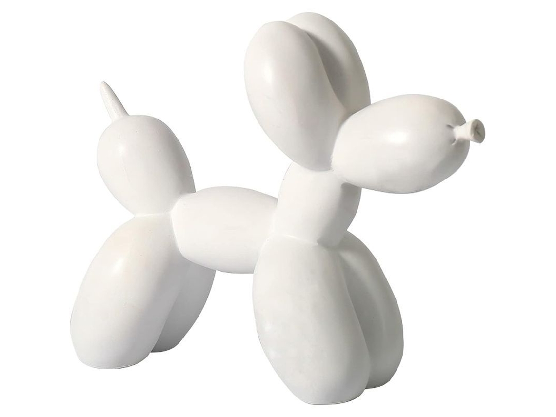 Escultura De Perro Globo De Resina Linjou, Adorno Blanco Para Decoración Del Hogar