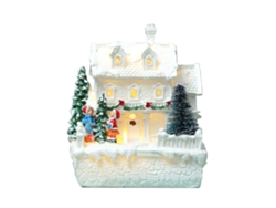 Decoración navideña de pueblo con luces LED y figuras