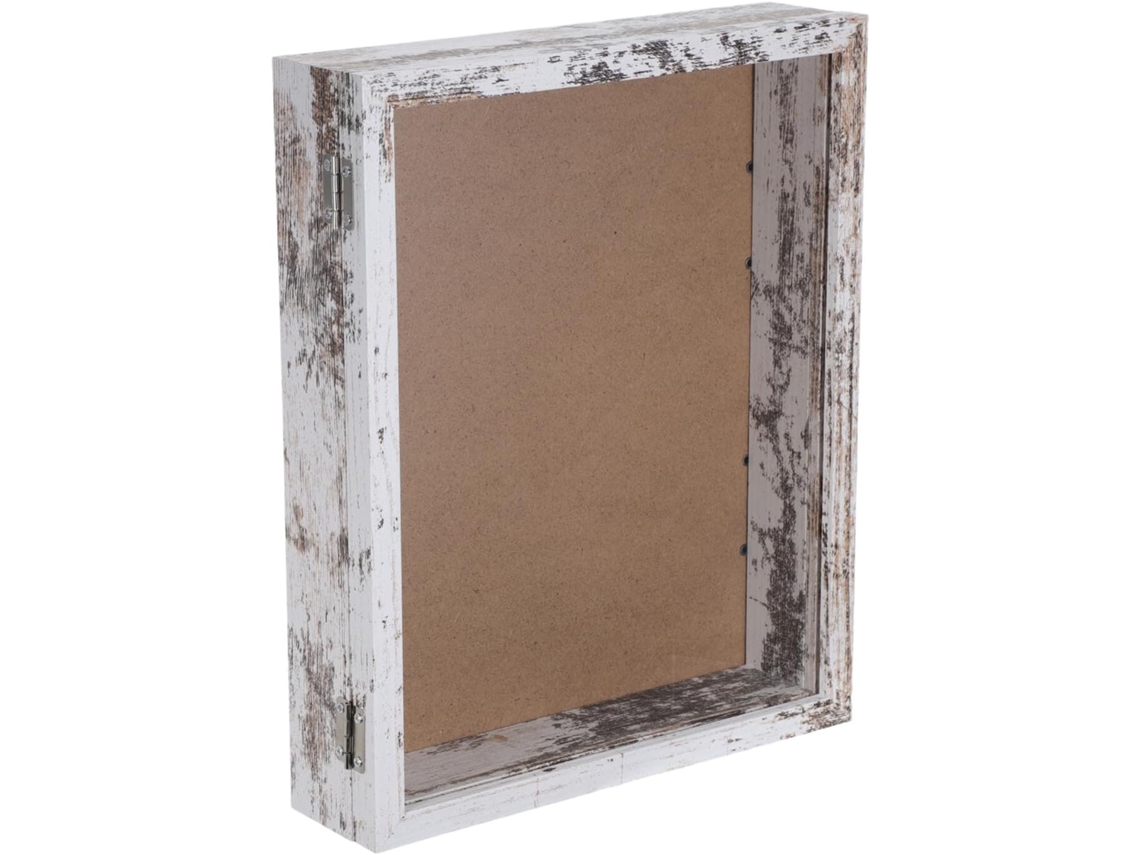 Marco De Pared Transparente De Madera Blanca Vintage Con Apertura Abatible, 20,3 X 25,4 Cm