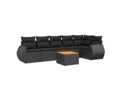 Maison Exclusive - Set De Comedor De Jardín 7 Pzas Y Cojines Ratán Sintético Negro