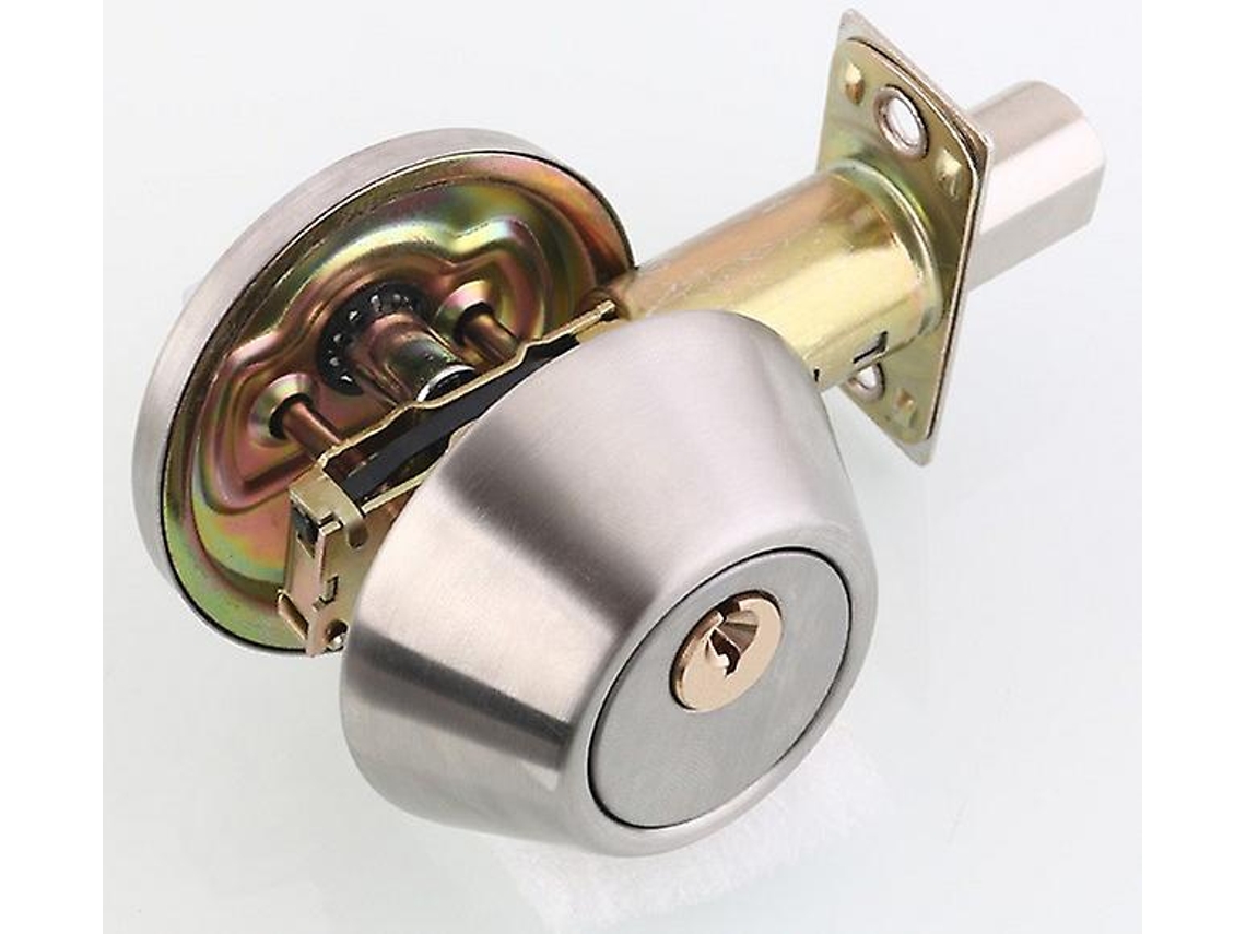 Cerradura De Puerta De Cilindro Doble Dimadebolt, Combustión Clásica, Latón Satinado Con Llaves, Mango Giratorio Interior, Ajustable